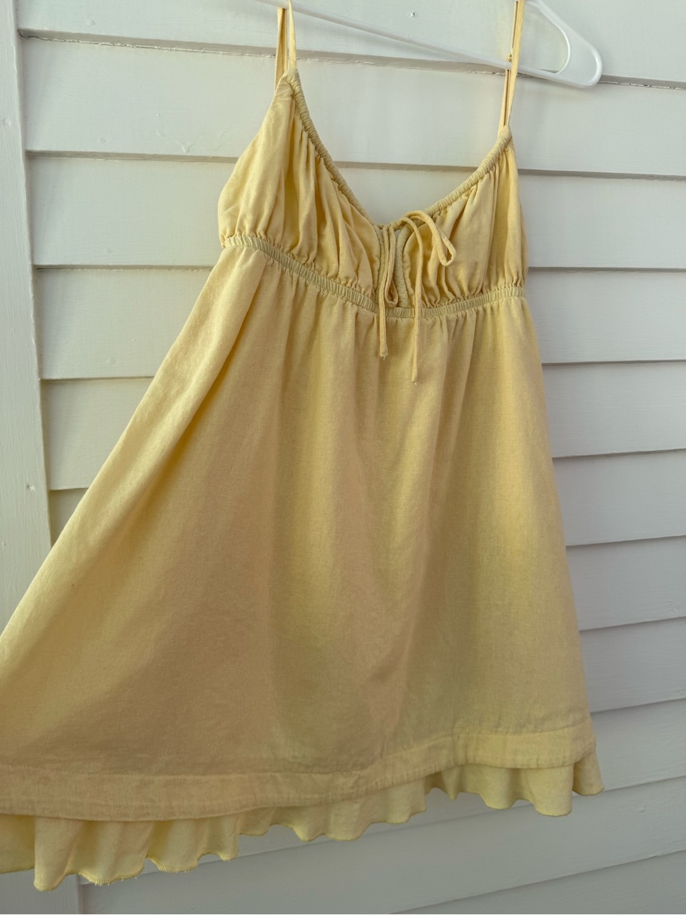 Princess Polly | Yellow Linen Blend Babydoll Mini Dress Size US 6 - Picture 2 of 8